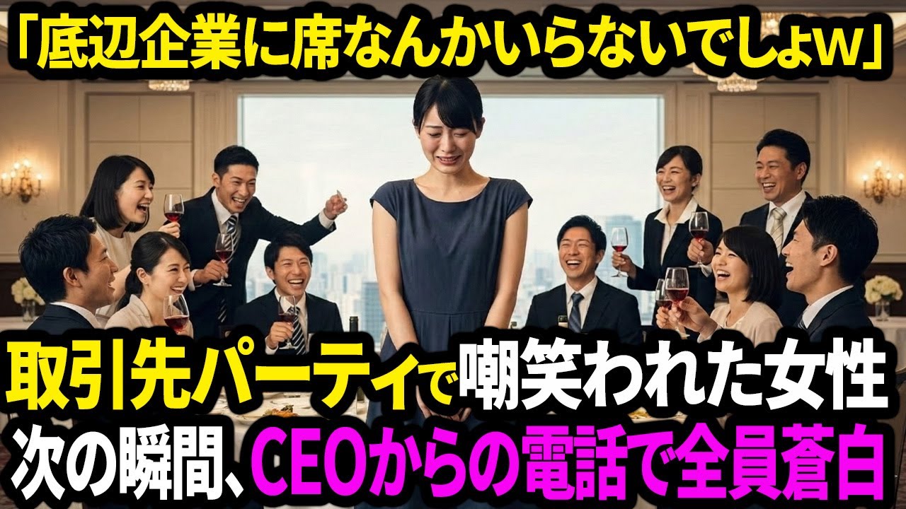 「底辺企業に席なんかいらないでしょｗ」取引先パーティで嘲られた女性。次の瞬間、CEOからの電話で全員蒼白【面白きかな人生】