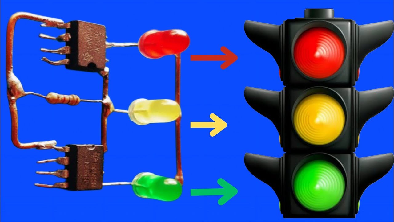 How to Make a 4-Way Traffic Light Circuit Using 555 Timer IC | Simple ...