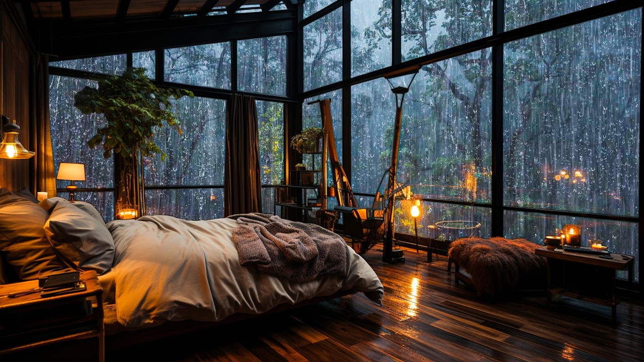 Rain Sounds for Sleeping – Strong Rain & Thunderstorm for Deep Relaxation, Improve Insomnia