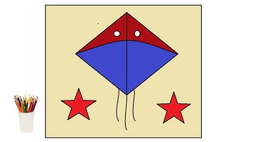 How to draw a flying kite in ms paint/computer drawing\ms paint tutorial