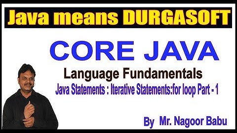Java Tutorials|| Java Statements:  Iterative Statements for loop Part - 1 || by Nagoor Babu sir