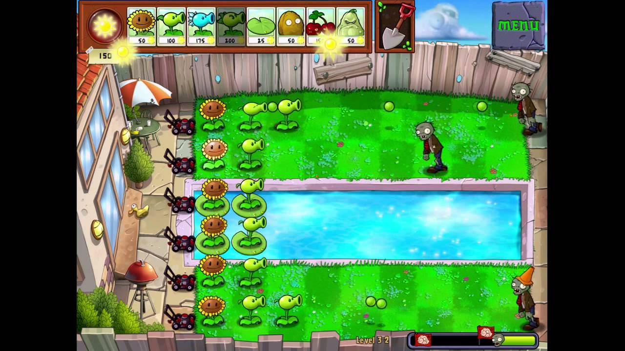 Plants Vs Zombies Level 3 2 Walkthrough Youtube 