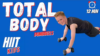 KIDS TOTAL BODY WORKOUT | 12 Min HIIT Workout with Dumbbells