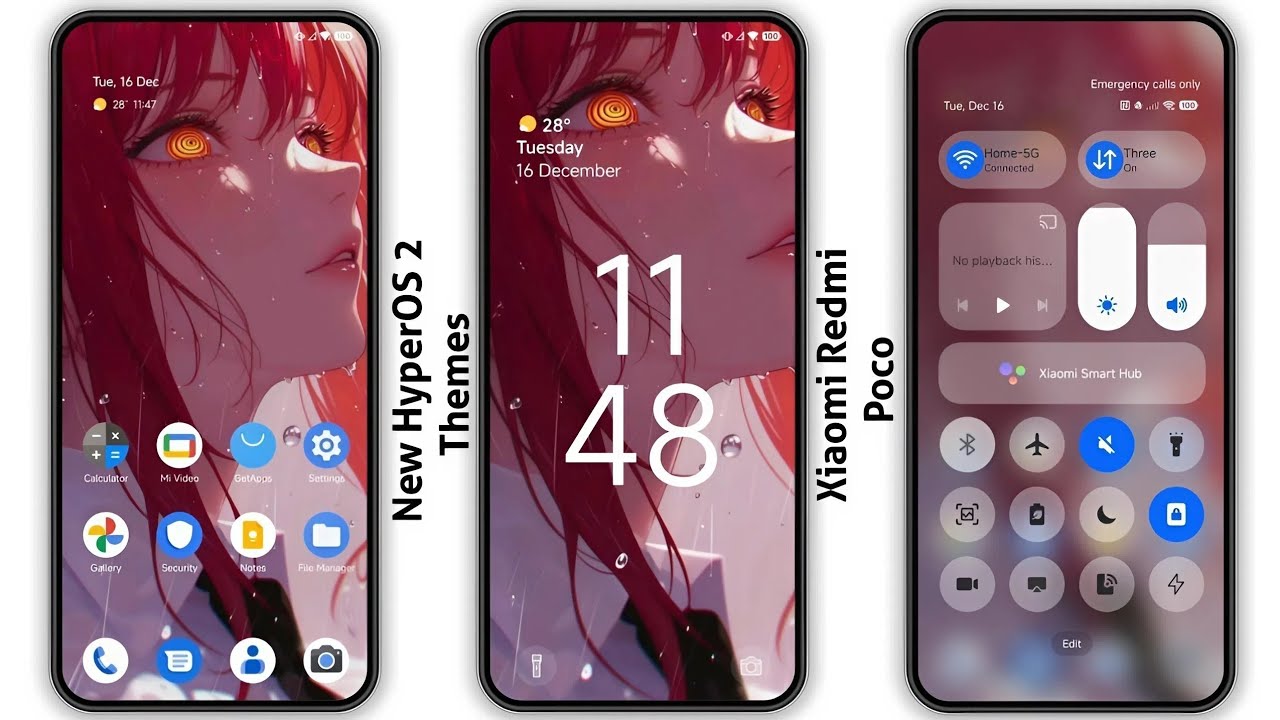 3 новые темы оформления центра управления HyperOS 2 для Xiaomi, Redmi, Poco | 3 лучшие темы Hyper...
