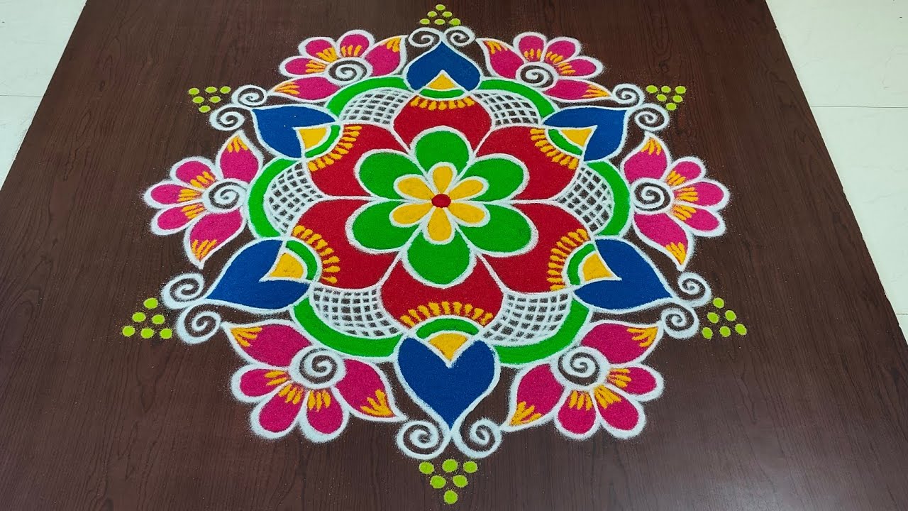7×4dots beautiful sankranti special rangoli 🌹🌷|easy sankranti rangoli|Pongal kolams