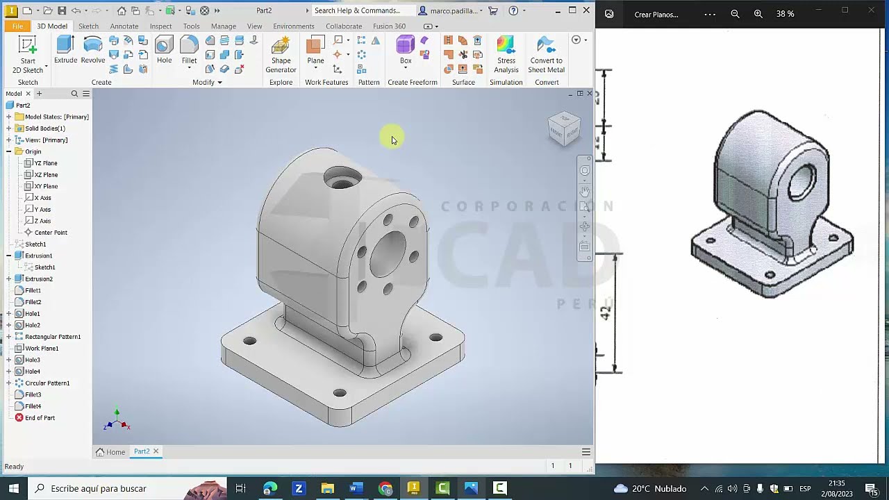 EJERCICIO INVENTOR 2023 | Comando Hole 😁