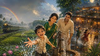 ट्रेन से मौसी के घर का सफर 🚂🌧️ | ट्यूबवेल, छत पर सोना, बारिश में मस्ती | Ghibli ASMR Village Life