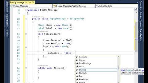 Create Popup Message using  C#
