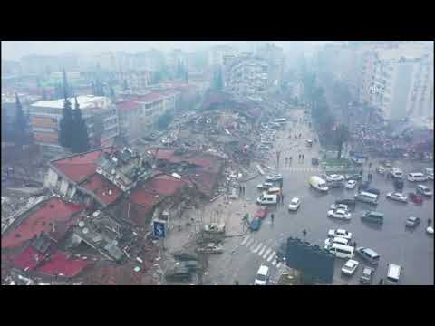 KAHRAMANMARAŞ - (Dron) Depremde il merkezinde çok sayıda bina yıkıldı