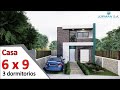 modelo de casas de 2 pisos (Casa 6x9 metros) 2 storey House Design Plan