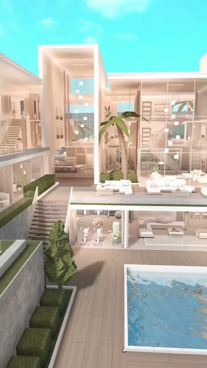 check out my new summer mega mansion! #shorts #bloxburg #bloxburgbuild #roblox #bloxburghouse