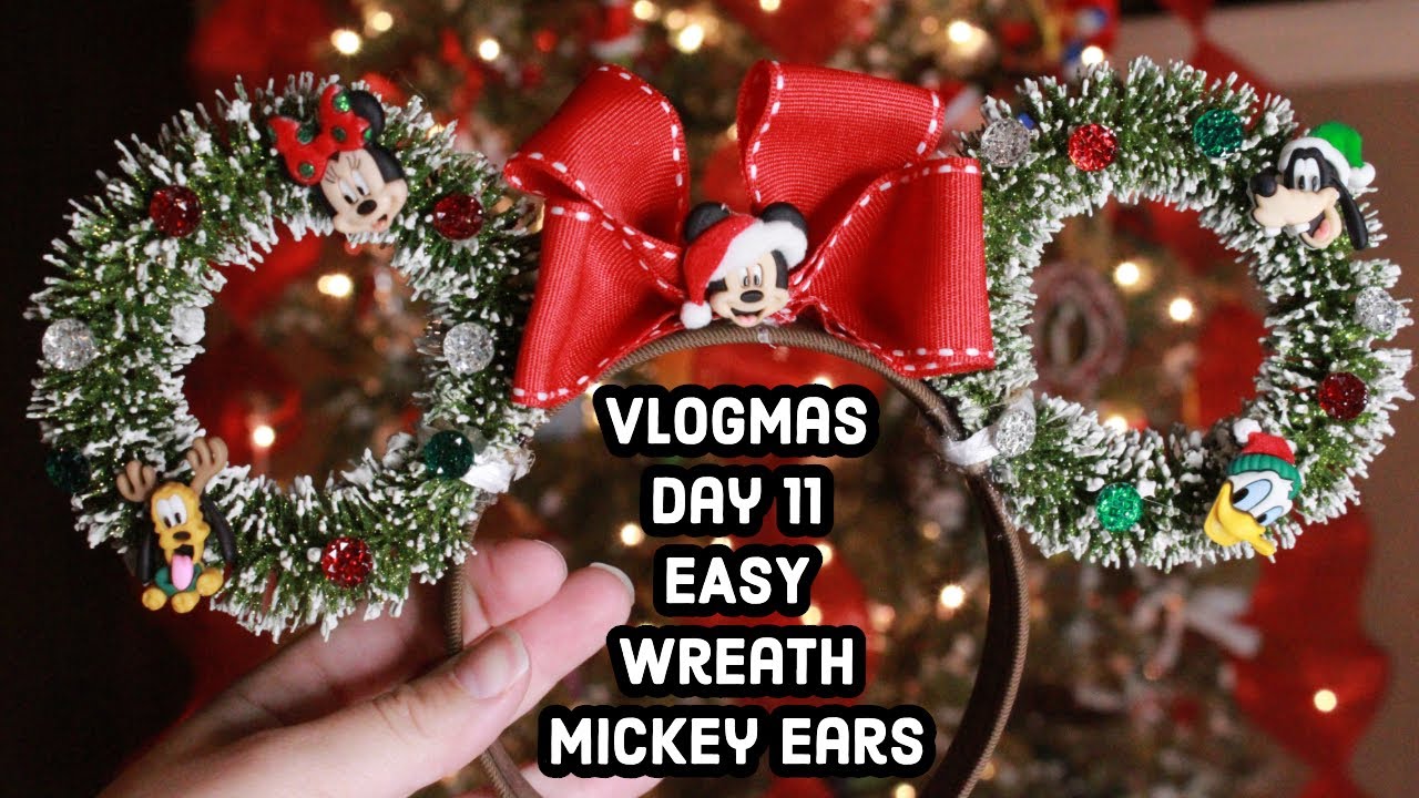 NWT Christmas Wreath Mickey Mouse Ears/Headband DIY MICKEY WREATH EARS | EASY AND AFFORDABLE! - YouTube main image 4