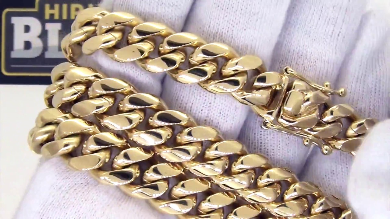 Gold Miami Cuban Chain Necklace | Triple Lock Clasp | Hip Hop Jewelry ...