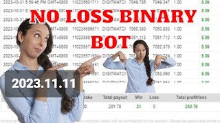 Binary bot | Deriv bot trading 💹 Digitmatch No loss bot binary trading 💹 2023.11.11 #binary #deriv