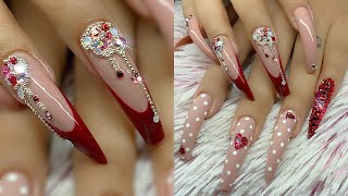 Valentine's Day Nail Art XXL Swarovski Bling Nail | Easy Heart Nail Designs for Beginner Nail Techs