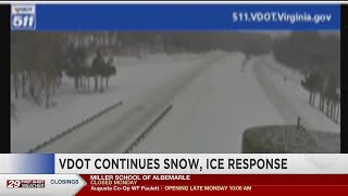 Snow-covered and icy roads continue across Charlottesville area, VDOT says