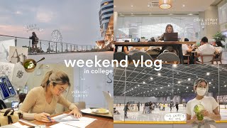 weekend vlog (college diaries) 🪷 new interior project, cafe study session, ice skating