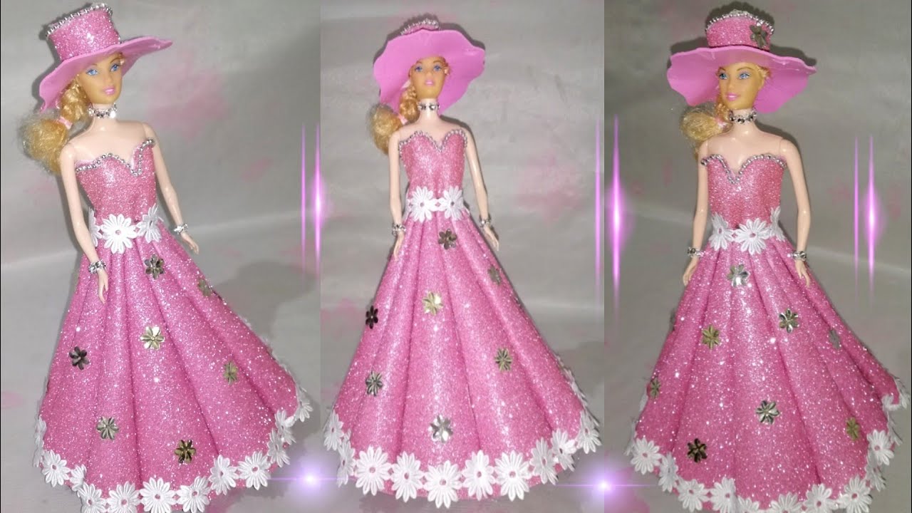 DIY Doll Dress with Glitter foam sheet/ Doll Decoration ideas