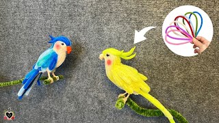 🐦DIY Animal🐦 Cómo hacer un lindo loro con limpiapipas (alambre peludo) | Hecho a mano S2