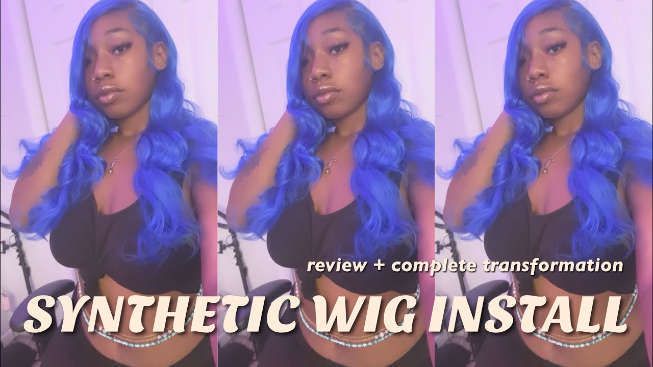 $22 BLUE WIG REVIEW + INSTALL (how to make a synthetic closure look real)