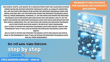 The length width and height of a manufactured part are classified as... CH 1.4 problem 11 explained