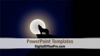 Night Wolf PowerPoint Template Backgrounds - DigitalOfficePro #05439W
