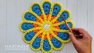 How to Crochet 12 Petal Flower Kitchen Pad DIY Tutorial