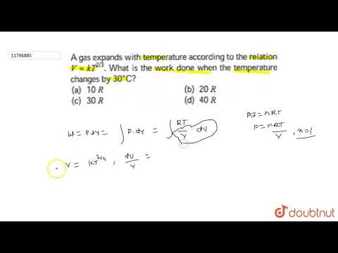 A gas expands with temperature according to the relation `V = kT^(2//3)`.