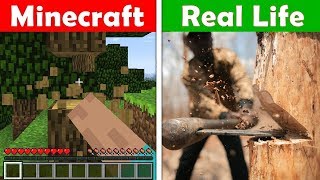 PUNCHING TREES IN REAL LIFE! Minecraft vs Real Life animation