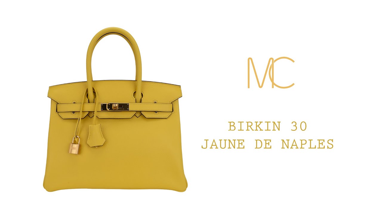 Hermes Birkin 30 Jaune de Naples Bag Novillo Leather Gold Hardware •  MIGHTYCHIC • 