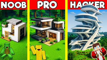 MODERN MANSION Build Battle In Minecraft - NOOB VS PRO CHALLENGE - Maizen Mizen Mazien Parody