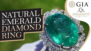 How 8 41ctw real natural GIA Certified emerald & diamond ring looks like in white gold 14k