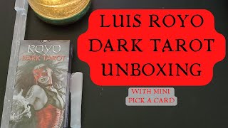 ❤🖤LUIS ROYO DARK TAROT UNBOXING❤🖤 WITH MINI PICK A CARD #pickacard #luisroyo #tarot #unboxing