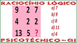 Raciocínio Lógico Contagem Número Teste psicotécnico QI Quociente e Inteligência Detran Concurso RLM