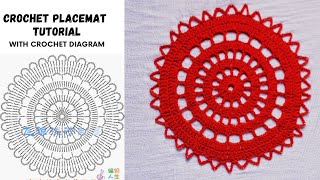 Crochet round placemat tutorial with crochet diagram | working with crochet diagrams