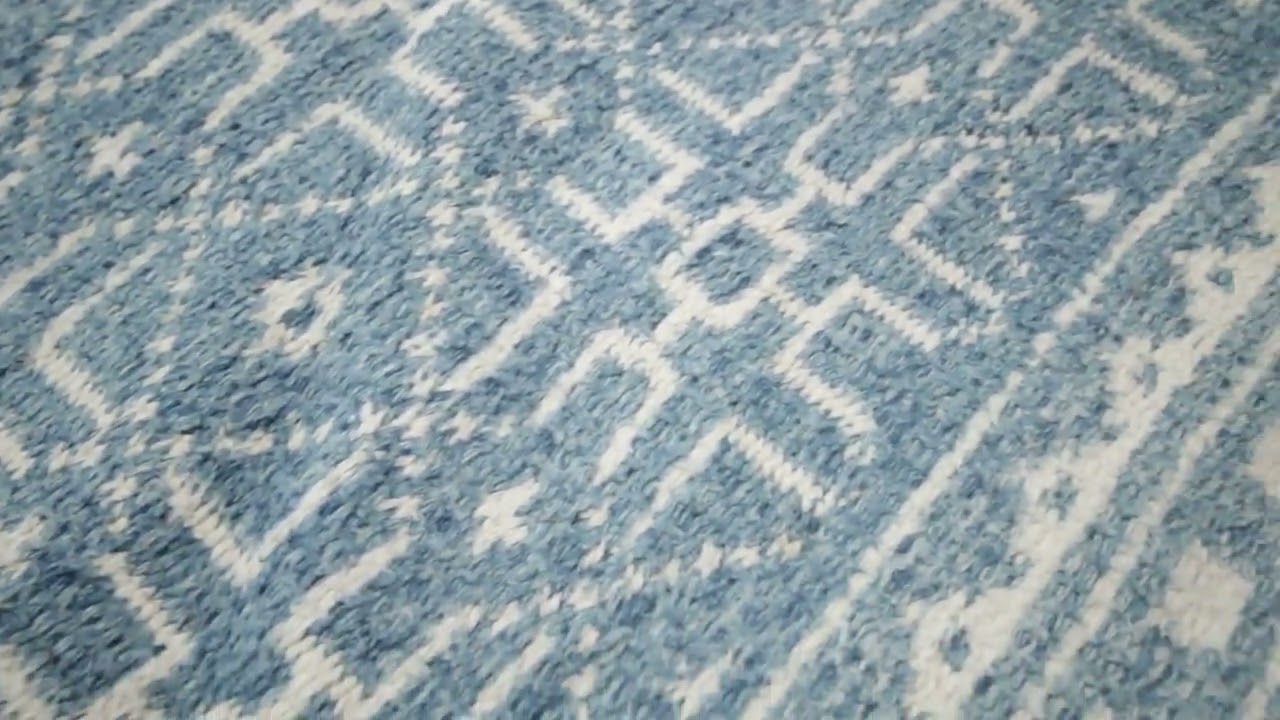 Vintage Mazandaran Persian Kilim, Gallery Runner Rug in Light Blue - Rug & Kilim- 35345