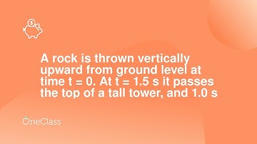 A rock is thrown vertically upward from ground level at time t = 0 At t = 15 s it passes the top o