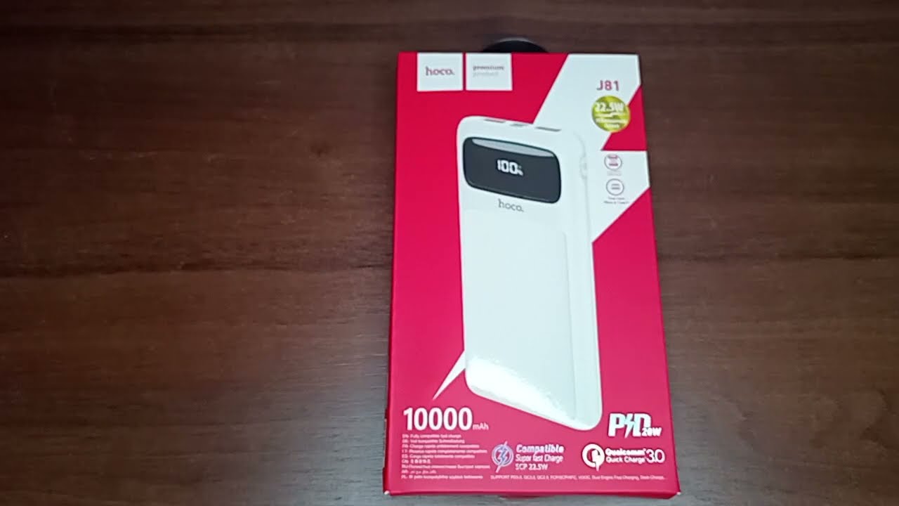 Обзор пауербанк Hoco J81 10000 mAh  с индикатором заряда на дисплее.
