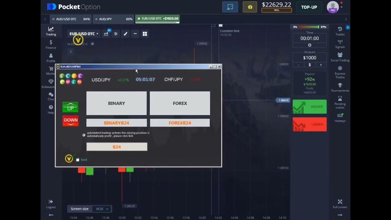 ROBOT POCKET OPTION BINARIO B24 ULTIMA ACTUALIZACION 98 ALTO