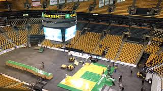 The td garden changes arena from ice to parquet for saturday’s
doubleheader between bruins/panthers and celtics/raptors.