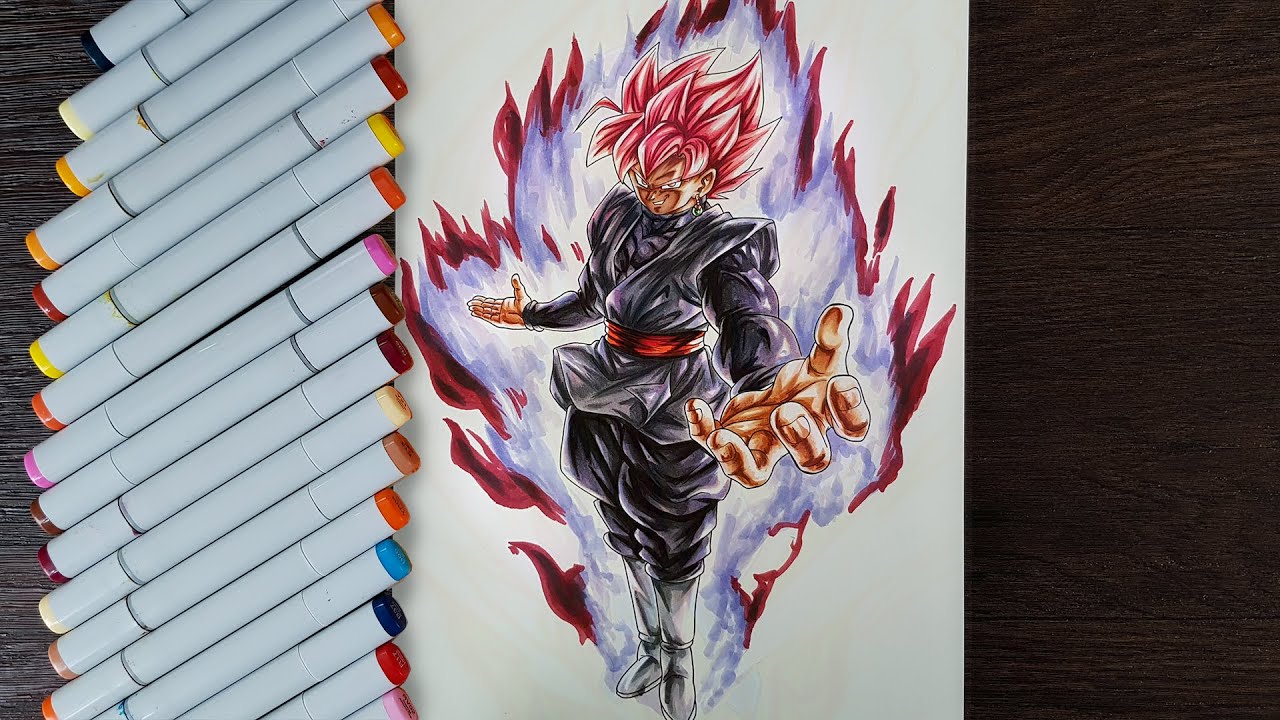 Speed Drawing Goku Black SSJ Rose 