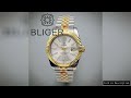 BLIGER 36mm/39mm Watch For Men NH35 Automatic White Dial Silver Gold Index Blue AR Coating Sapphire