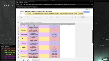 How to use Solar Harvesting ore calculator