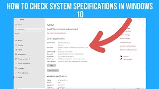 How To Check PC Specs in Windows  10 | Check Laptop or Computer Specifications in Windows 10