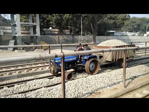 Tractor on railway track