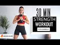 30 min intense sculpt  tone full body strength workout with compound movements  low impact