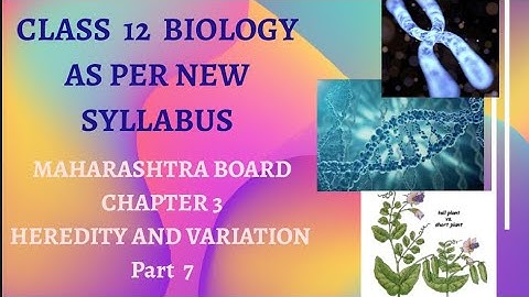 INHERITANCE AND VARIATION | MAHARASHTRA BOARD | 12th BIOLOGY  | Chapter 3 | Part 7 |