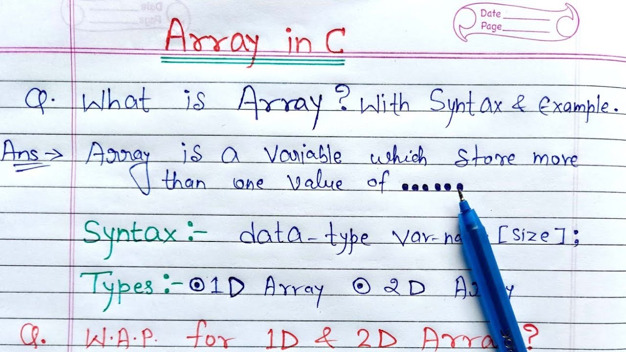 c array  Update 2022  Array in C language | what is array explain with syntax and example program in c