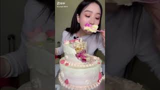 Asmr Cute Pink Cake Party Eating Show