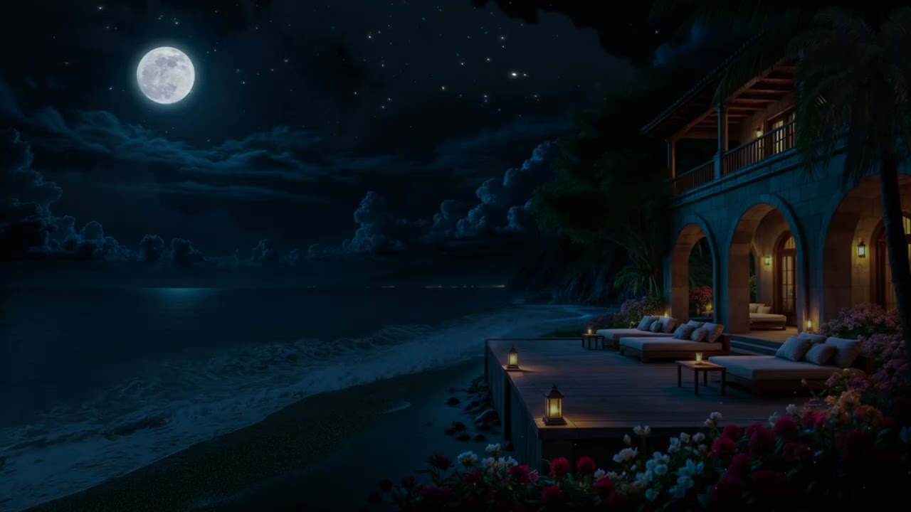 Fall Asleep Instantly(Uninterrupted Sleep)★ Activate Melatonin, Stop Overthinking🌕Night Ocean Sounds